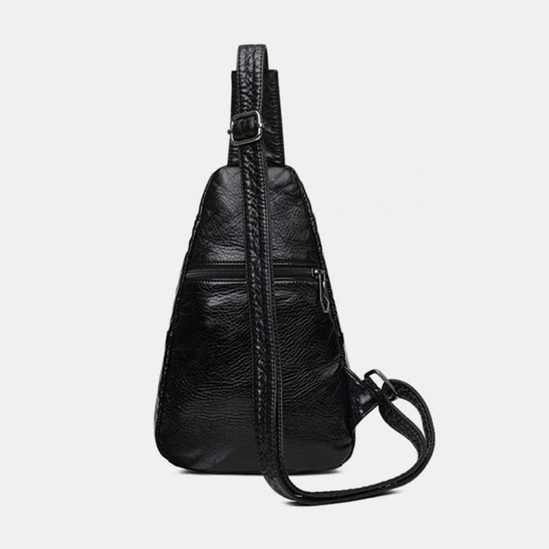 Retro Sling-Rucksack für Damen, mehrere Taschen, Umhängetasche aus PU-Leder