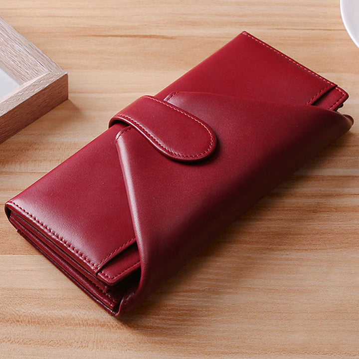 Lange Retro-Geldbörse aus echtem Leder mit mehreren Fächern