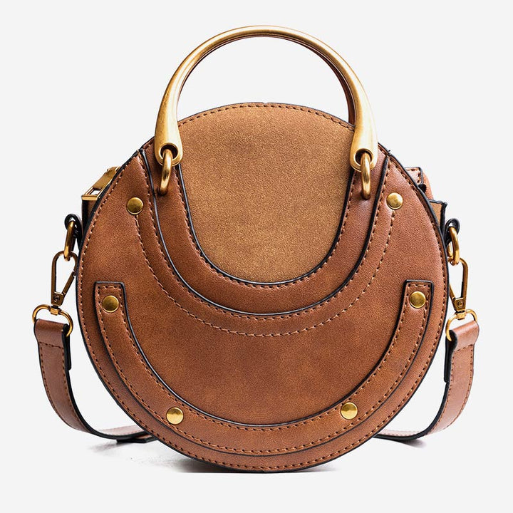 Elegante, runde Top-Grifftasche mit großem Fassungsvermögen und metallischem Griff