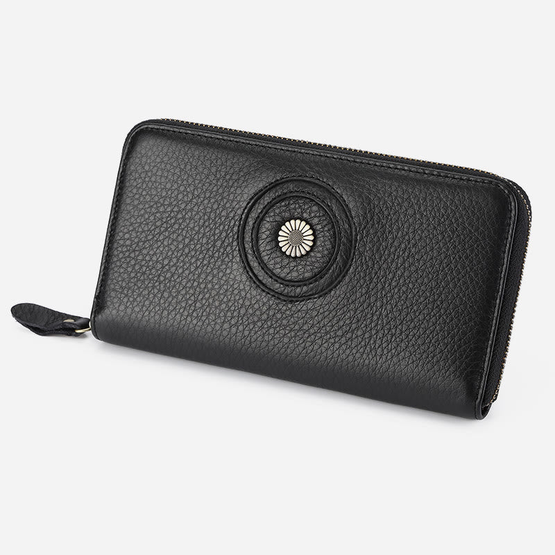 Geldbörse aus echtem Leder für Damen und Herren, einfarbige Clutch