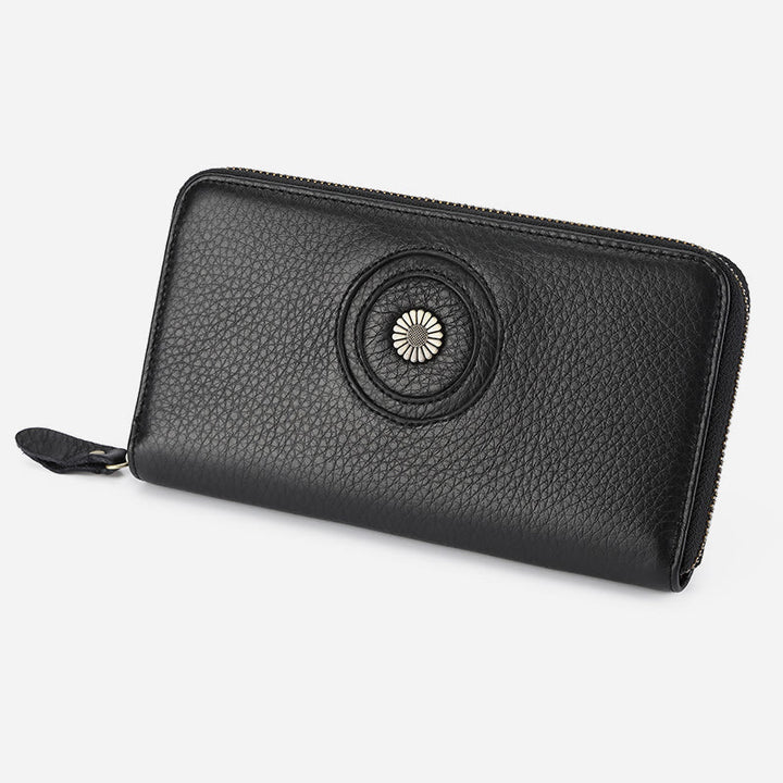 Geldbörse aus echtem Leder für Damen und Herren, einfarbige Clutch
