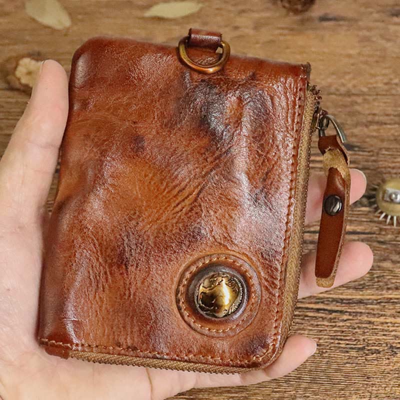 Geldbörse für Herren, multifunktional, weiches Leder, Vintage, täglicher Reißverschluss - image 8