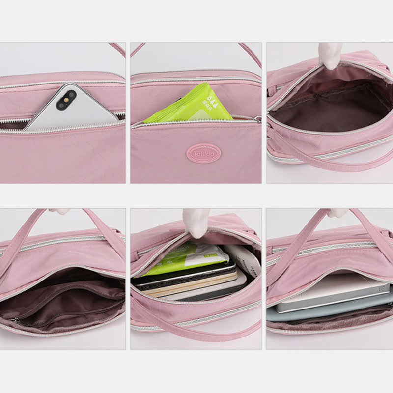 Umhängetasche für Damen, Schultertasche mit Dreifach-Reißverschluss, lässige Nylon-Geldbörse