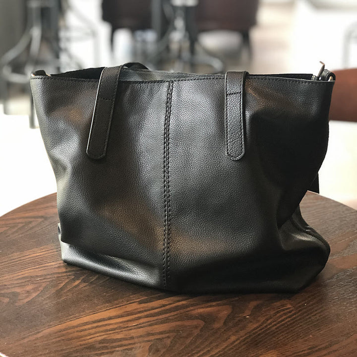 Tragetasche aus echtem Leder für Damen, lässige Schultertasche mit Umhängegurt