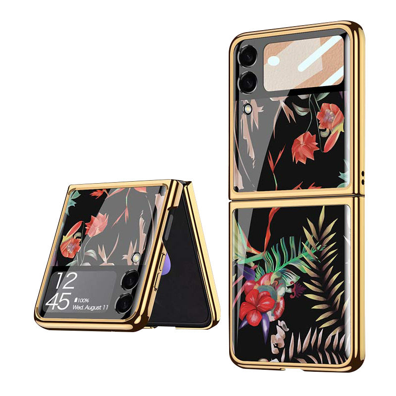Samsung Galaxy Z Flip 3 Hülle Floral Premium Dünn Transparent Hart PC Handyhülle