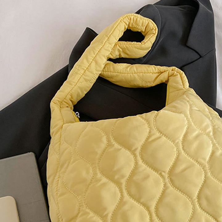 Daunen-Nylon-Tragetasche für den Winter, einfarbig, mit Rautenmuster