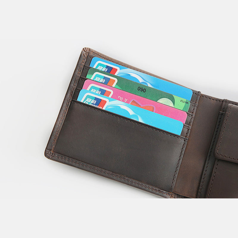Lässige Bifold-Geldbörse aus echtem Leder im Vintage-Stil