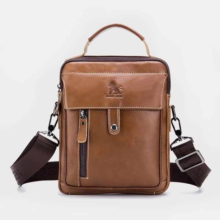 Große Kapazität Echt Leder Messenger Bag Crossbody Schulter Geldbörse Fit 9,7 in iPad