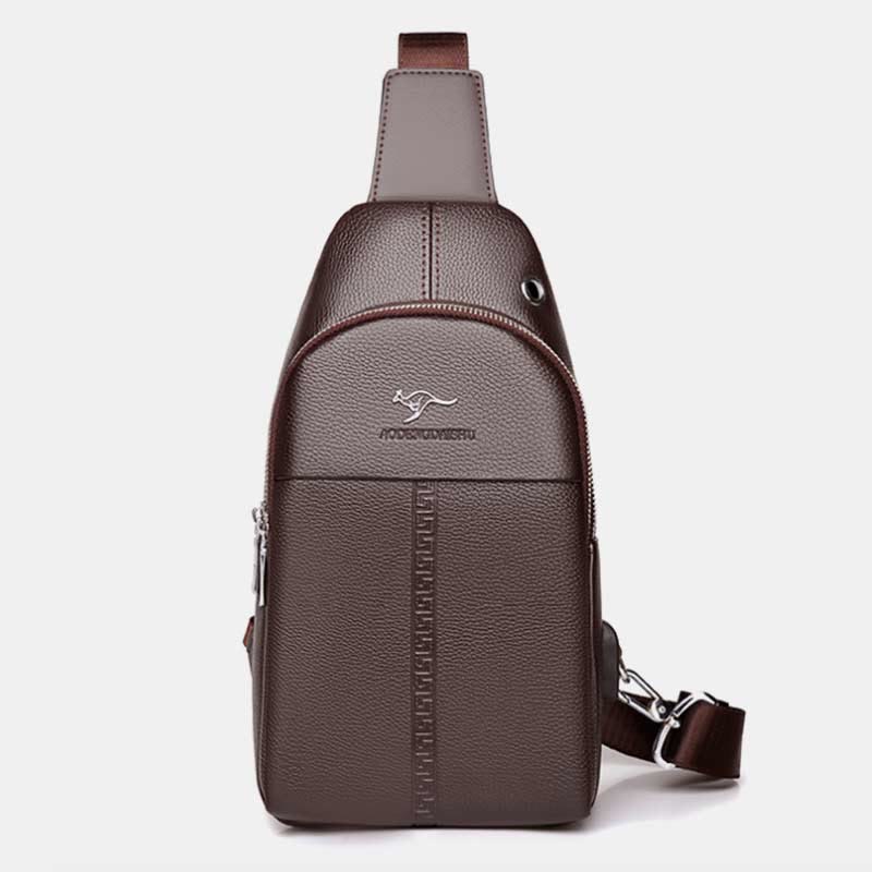 Sling Bag für Herren, schwarzes Leder, lässige Einkaufs-Umhängetasche