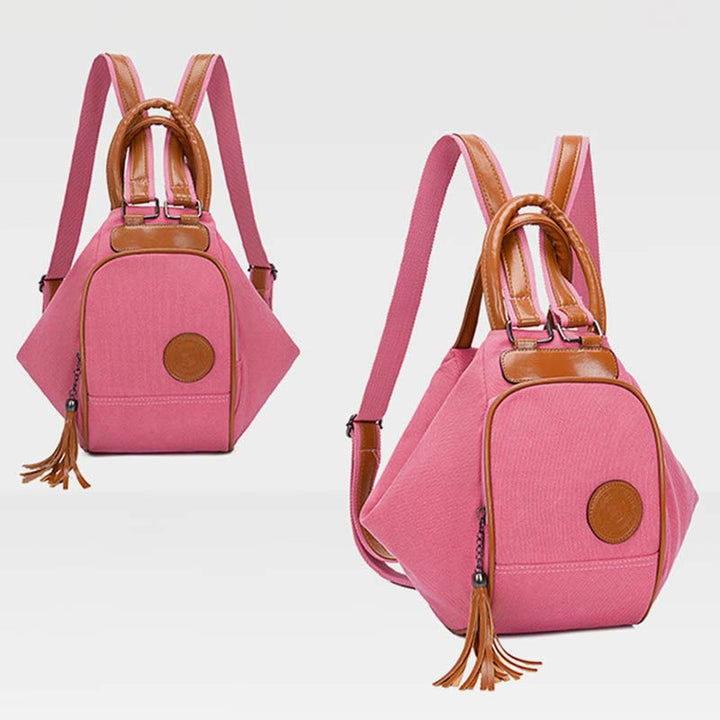 Multifunktionaler Damen-Rucksack mit Quastendekor, tragendem Canvas, Reise-Tagesrucksack