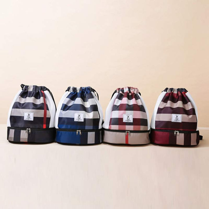 Wasserdichter Kordelzug-Rucksack, Sportsack, Mini-Reise-Tagesrucksack mit Schuhfach
