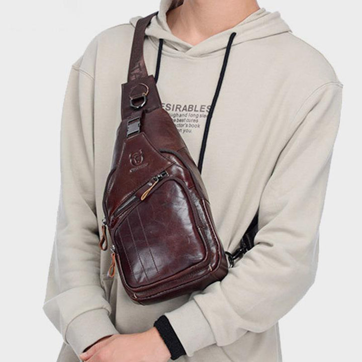 Multifunktions-Schultertasche aus echtem Leder im Vintage-Stil