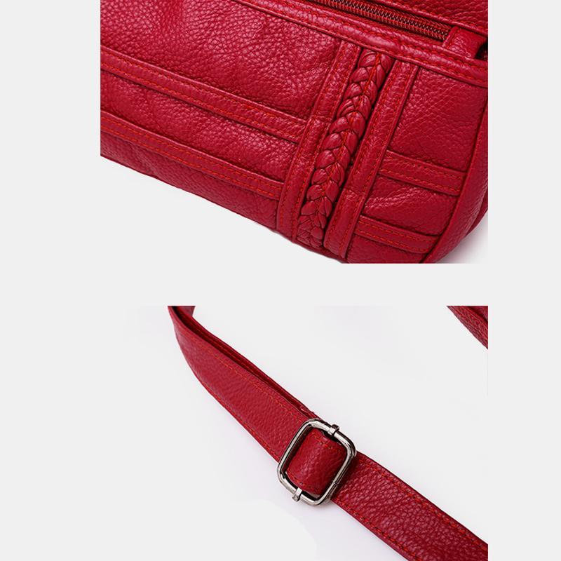 Einfarbige Umhängetasche mit mehreren Taschen