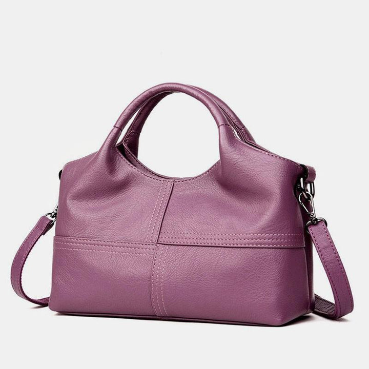 Weiche Lederhandtasche mit Nähten und fester Umhängetasche