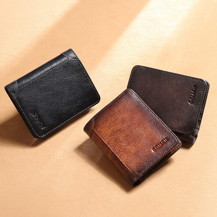 RFID-Multi-Karten-Geldbörse aus echtem Leder