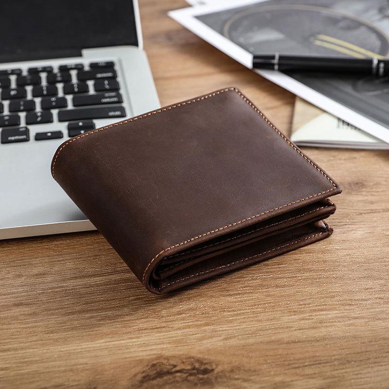RFID Crazy Horse Leder Bifold Vintage Geldbörse