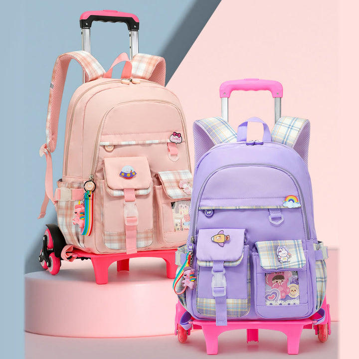 Schulrucksack für Kinder mit süßem Muster und Rollen