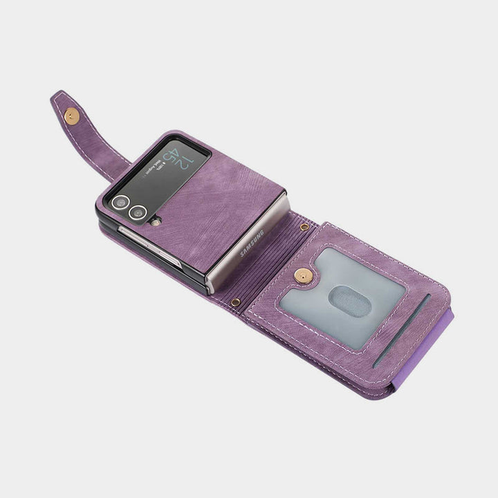 Handyhülle für Samsung Z Flip 4 mit Kartenreißverschluss, schützende Klapphülle