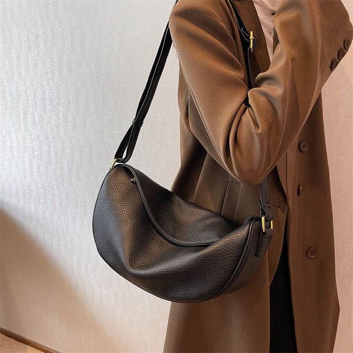 Umhängetasche für Damen, schlichte und lässige Hobo-Tasche aus PU-Leder