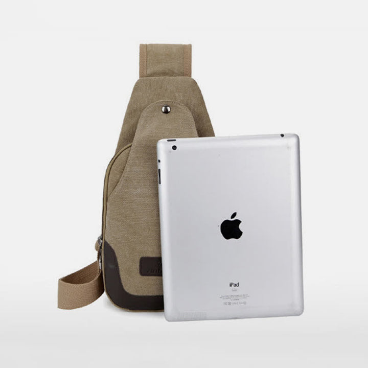 Schultertasche aus Segeltuch für Herren, für Outdoor-Reisen, Camping, Brust, Tagesrucksack
