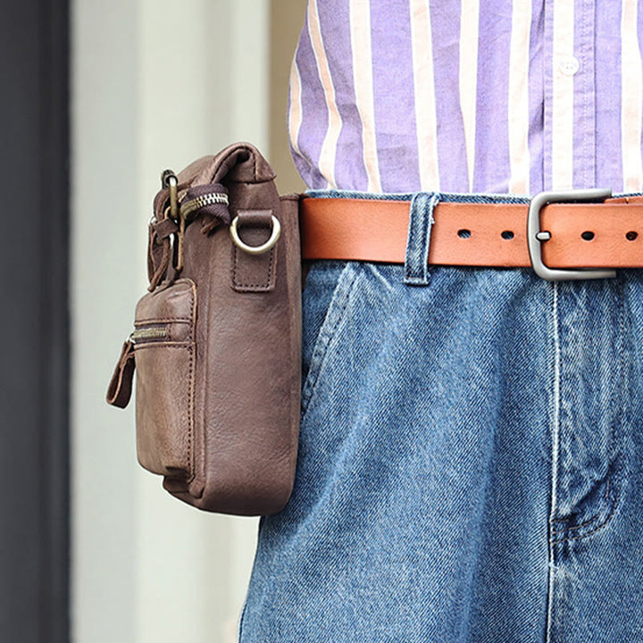 Gürteltasche für Herren, multifunktionale Gürteltasche aus Leder für Outdoor-Sportbekleidung