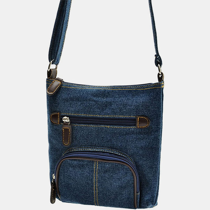 Multifunktionale Umhängetasche aus Denim im Vintage-Stil