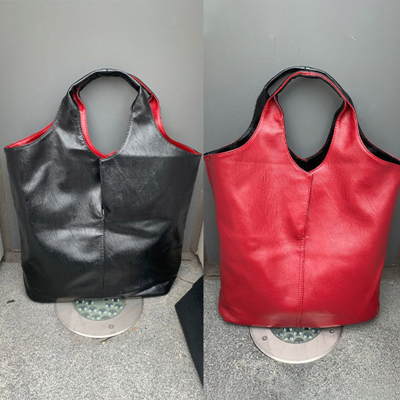Leder Tote Schultertasche für Frauen Doppelseitige Hobo Geldbörse Bucket Handtasche