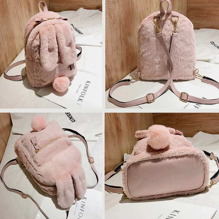 Süßer Plüsch-Rucksack, Tagesrucksack für Frauen und Mädchen mit Hasenohren