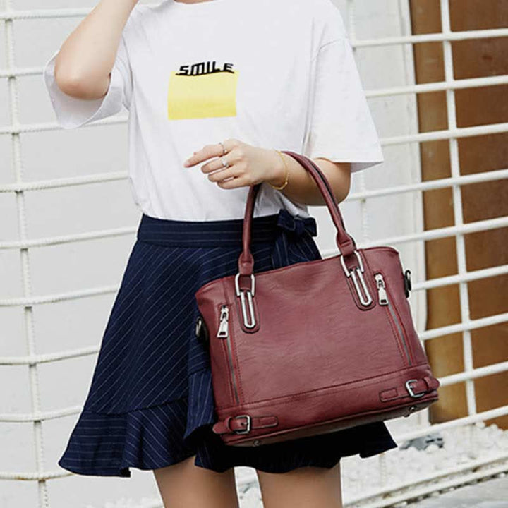 Einkaufstasche aus Kunstleder für Damen, Handtasche, Schultertasche, Umhängetasche