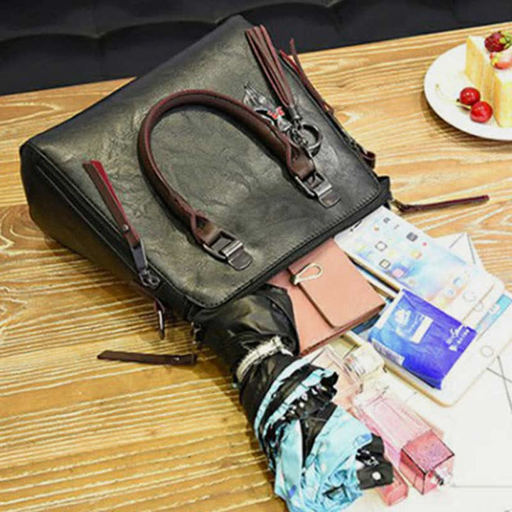 Handtaschen Geldbörsen für Frauen Vegan Leder Top-Griff Schultertasche mit Reißverschluss
