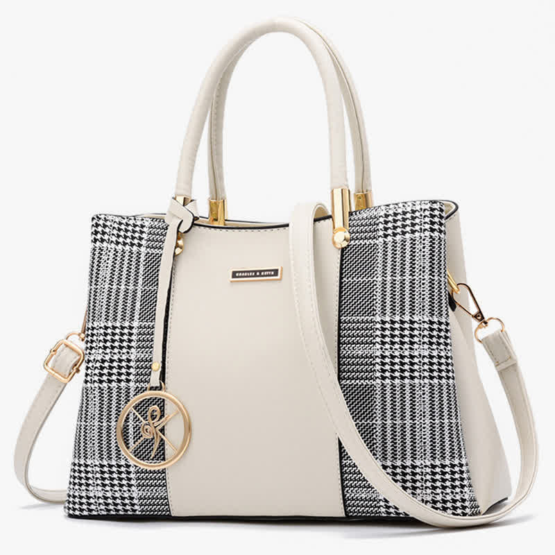 Umhängetasche mit drei Fächern, Schultertasche, Handtasche für Damen