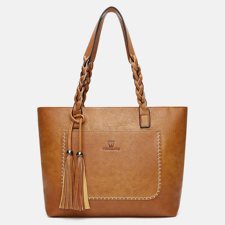 Große Kapazität Business Büro Handtasche Damen weiche PU Quaste Tote Schultertasche