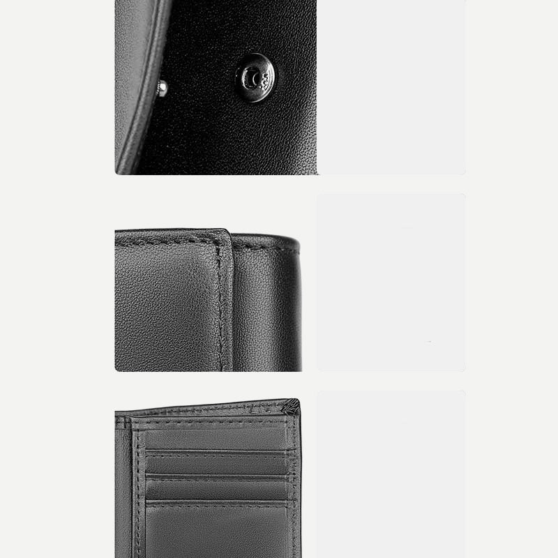RFID-Geldbörse aus Leder für Herren, schmale Vordertasche, dreifach faltbare Geldbörse