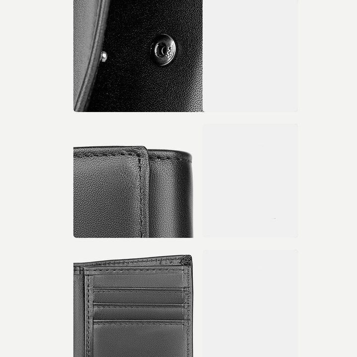 RFID-Geldbörse aus Leder für Herren, schmale Vordertasche, dreifach faltbare Geldbörse