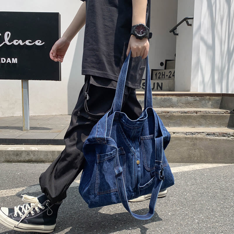 Denim-Einkaufstasche für Damen, große Kapazität, Umhängetasche - image 2