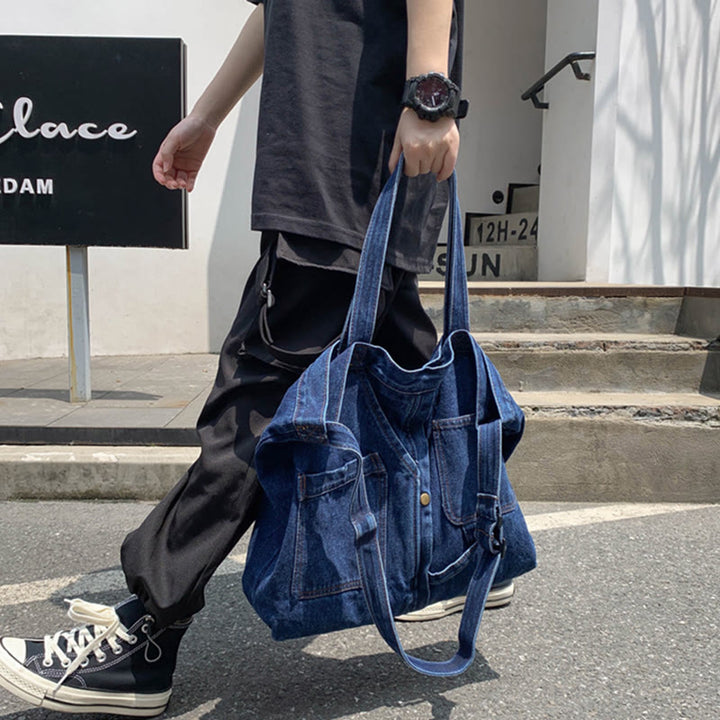 Denim-Einkaufstasche für Damen, große Kapazität, Umhängetasche - image 2