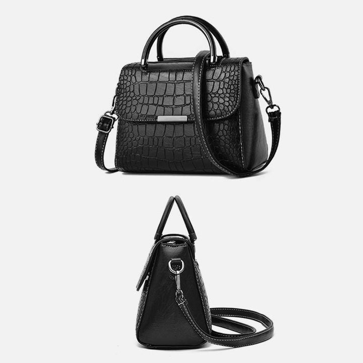 Geldbörse aus veganem Leder mit Krokodilmuster für Damen, klassische, solide Handtasche