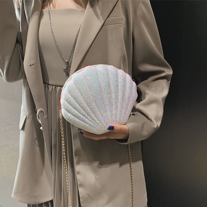 Umhängetasche für Damen, Pailletten, Mini-Muschel, Zubehörtasche