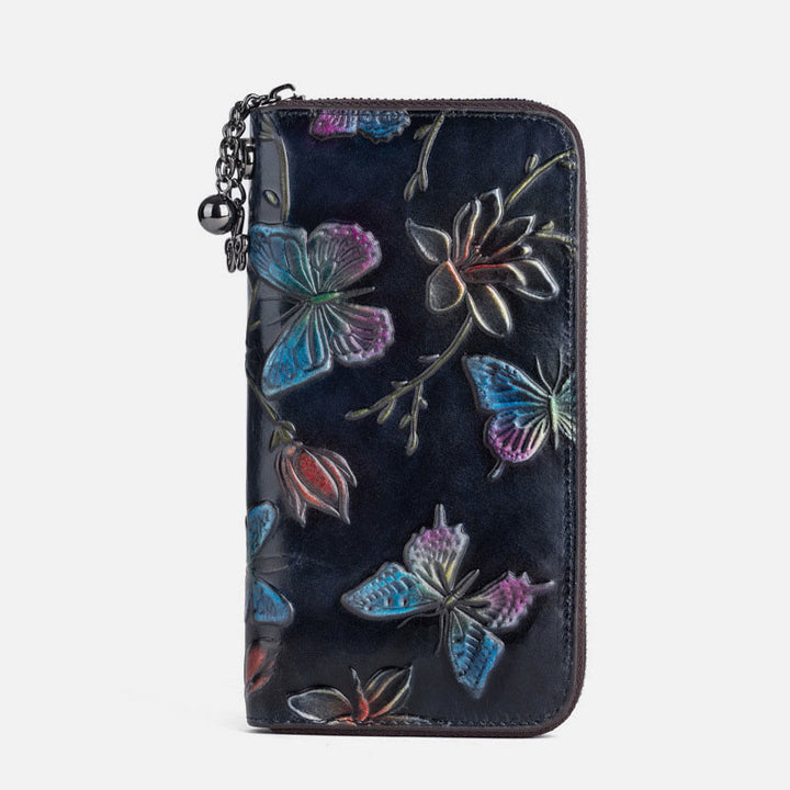 Retro Schmetterling Handtasche Frauen Elegante Lange Große Raum Leder Brieftasche