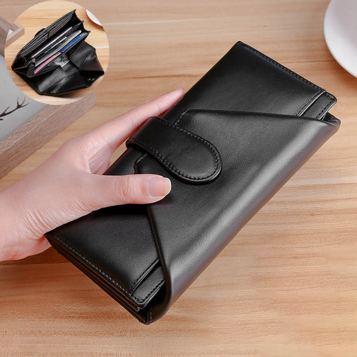 Lange Retro-Geldbörse aus echtem Leder mit mehreren Fächern