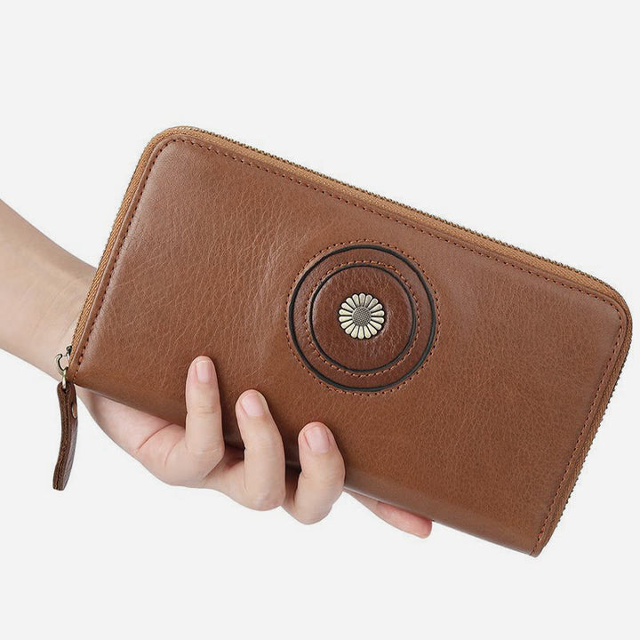 Geldbörse aus echtem Leder für Damen und Herren, einfarbige Clutch