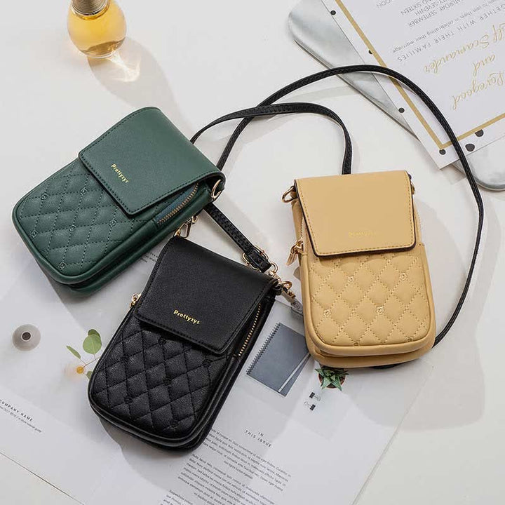 Kleine Umhängetasche für Damen, Handy-Geldbörse, Brieftasche aus Leder, Schultertasche