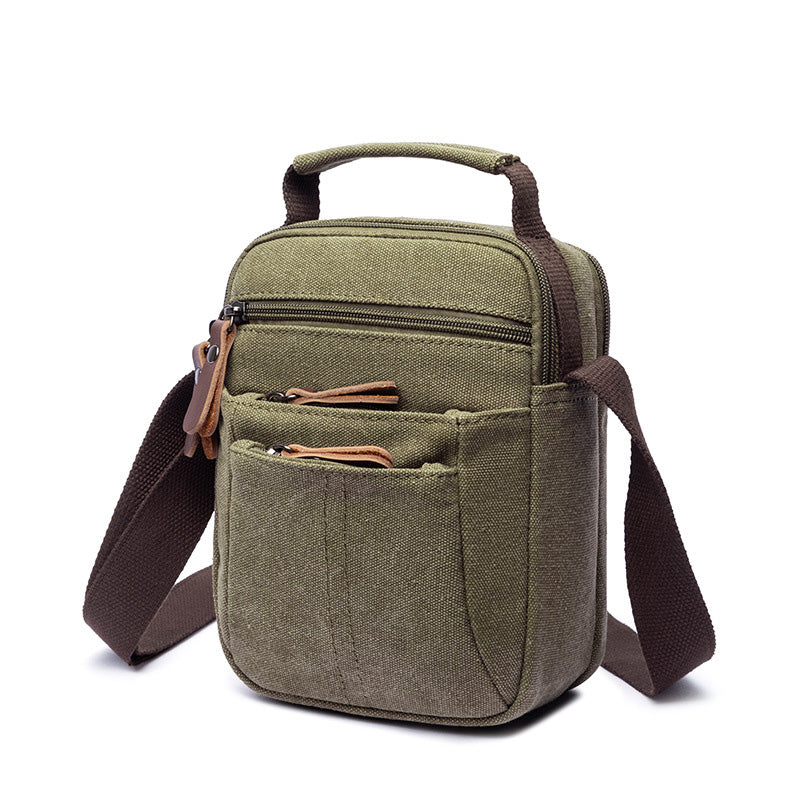 Kleine Umhängetasche aus Canvas im Vintage-Stil, mehrere Tragemöglichkeiten, lässige Schultertasche für Herren