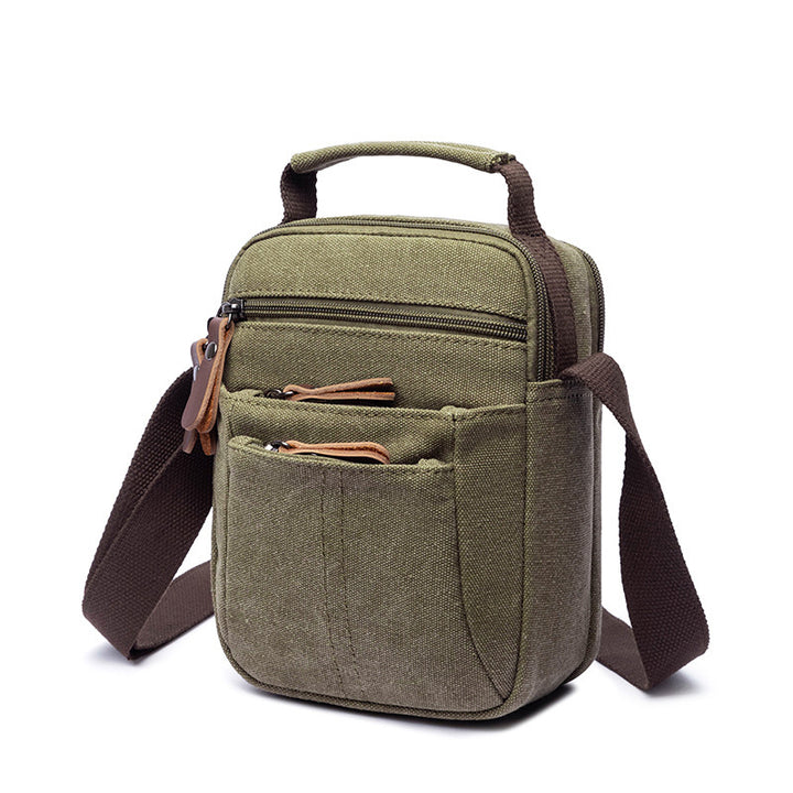 Kleine Umhängetasche aus Canvas im Vintage-Stil, mehrere Tragemöglichkeiten, lässige Schultertasche für Herren