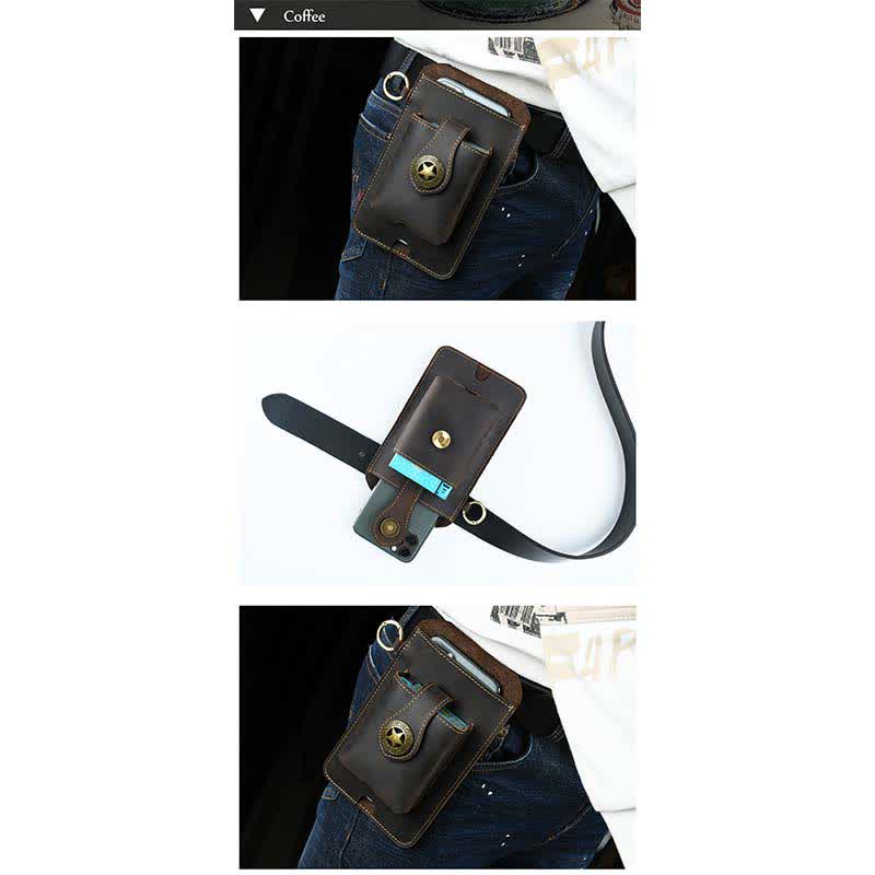 Multifunktionale Echtleder Handy Gürteltasche Loop Taille Holster