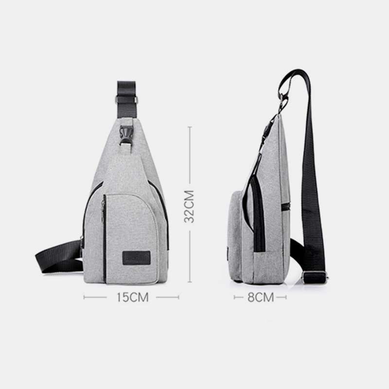 Sling Bag für Herren, leichte, graue Umhängetasche zum Wandern