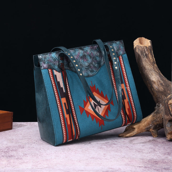 Vintage Bohemian Tote Damen Klassische Baumwolle Leinen Unterarm Schultertasche
