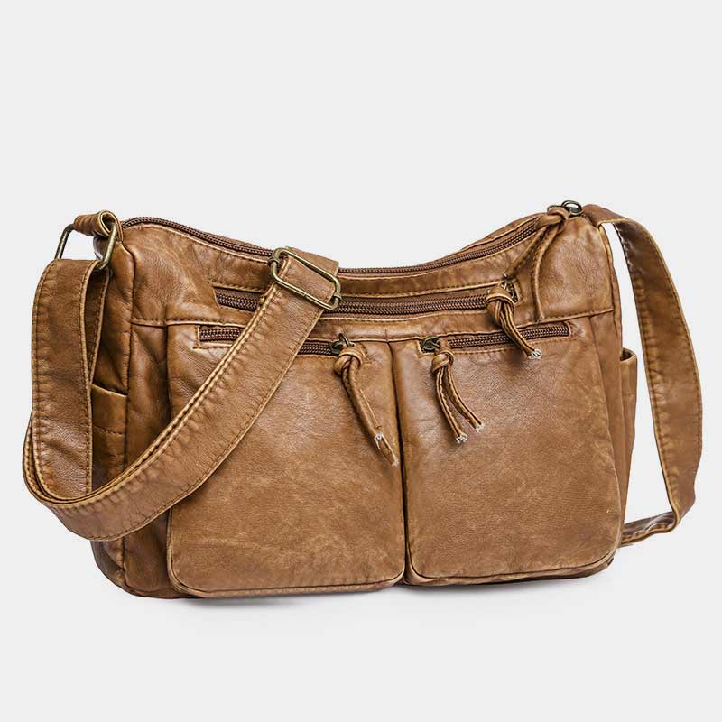 Umhängetasche im Vintage-Stil mit vielen Taschen und großem Fassungsvermögen