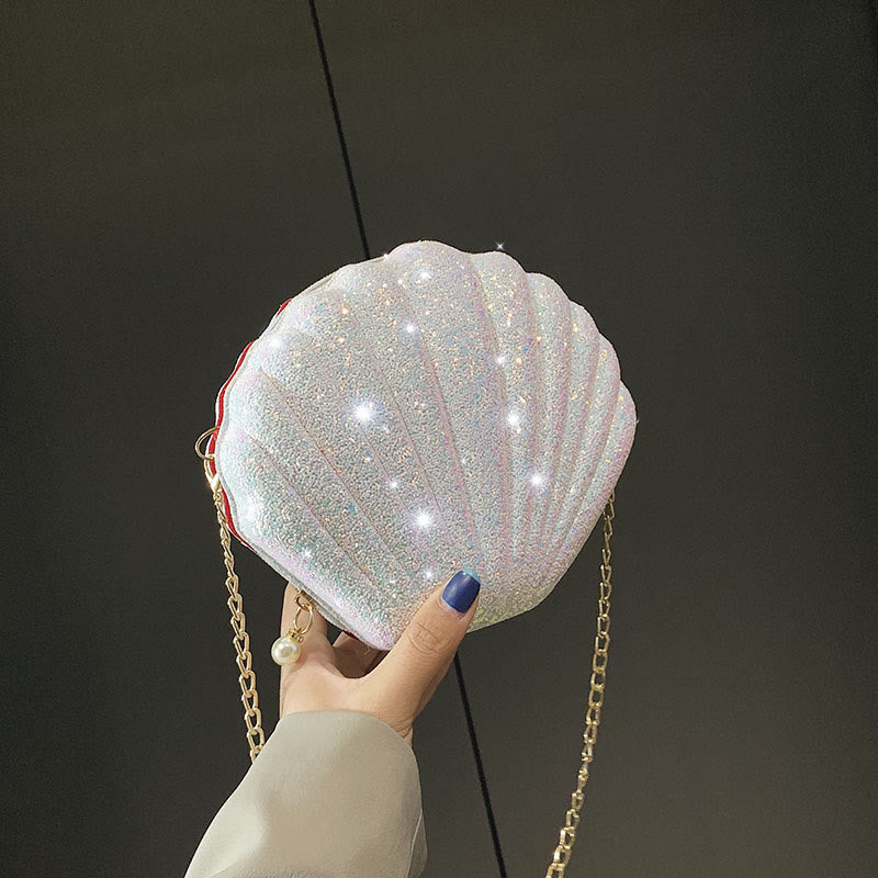 Umhängetasche für Damen, Pailletten, Mini-Muschel, Zubehörtasche
