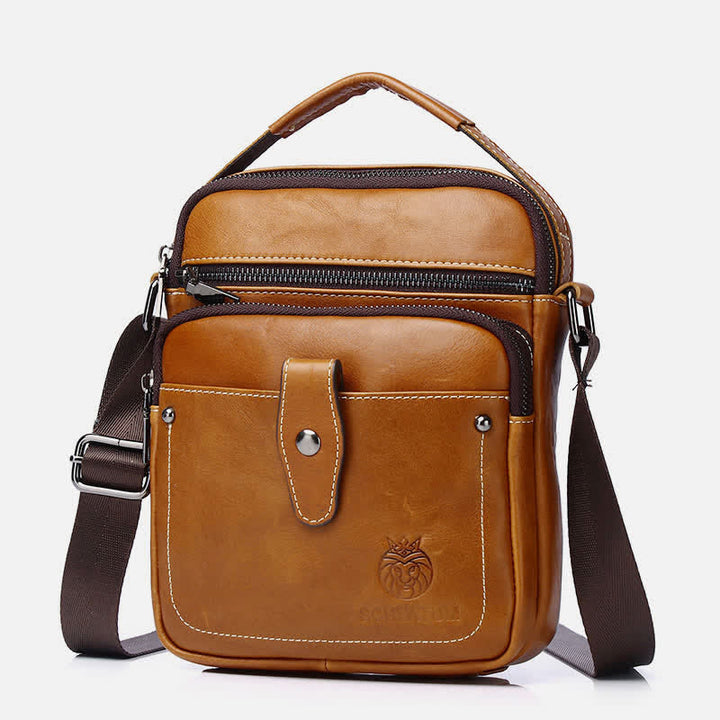 Kleine Umhängetasche aus Leder für Herren, Retro-Arbeits- und Business-Schulterhandtasche